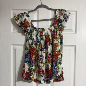 Dear John Multicolor Floral Ruffle Blouse